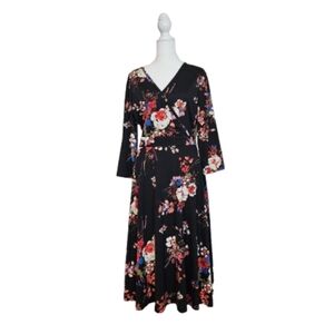 📣 Kissmay Plus Size 16W V-Neck Floral Cocktail Party Midi Dress👗 Pockets 🆕